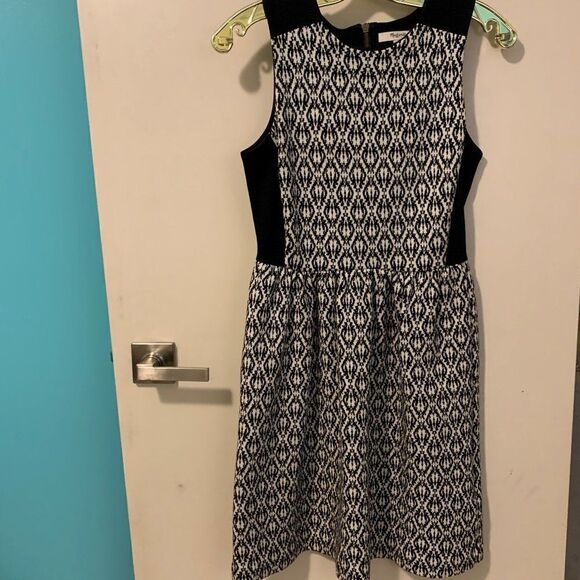 dress Madewell sz XS, EUC, fitted bodice, gathered skirt, geometric pattern - Picture 2 of 15